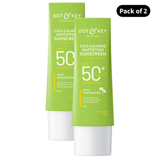 Dot & Key Cica Calming Mattifying Sunscreen SPF 50 PA++++ (50gm)(Pack of 2)