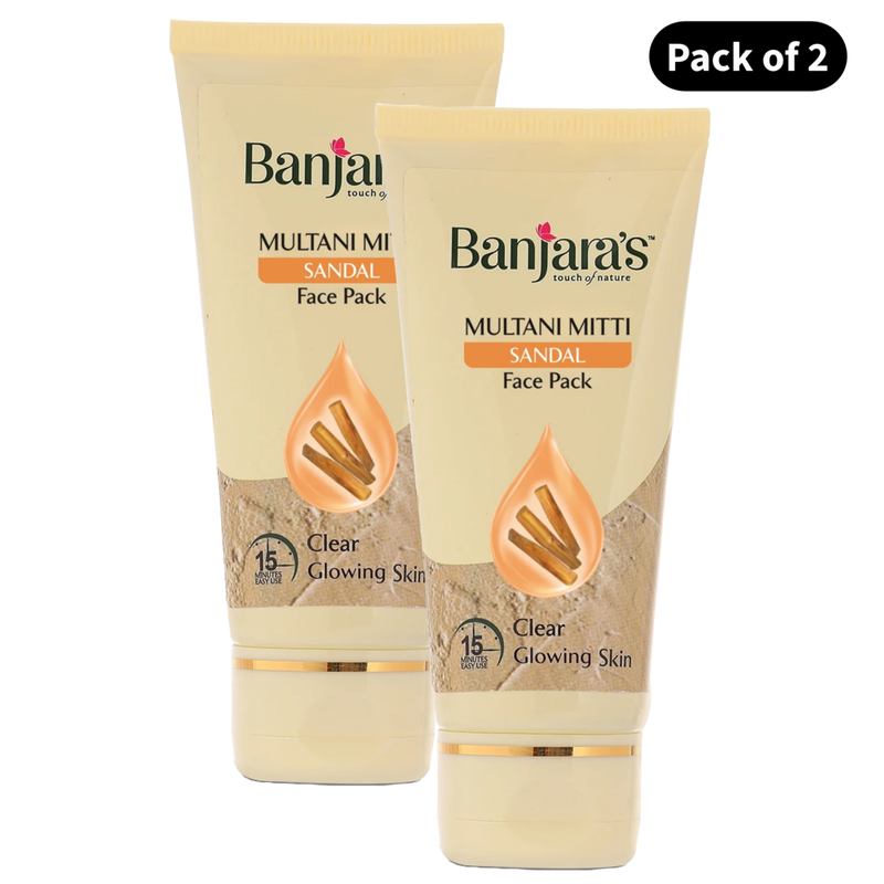 Banjara's Multani Mitti Sandal Face Pack Clear (50gm) (Pack of 2)