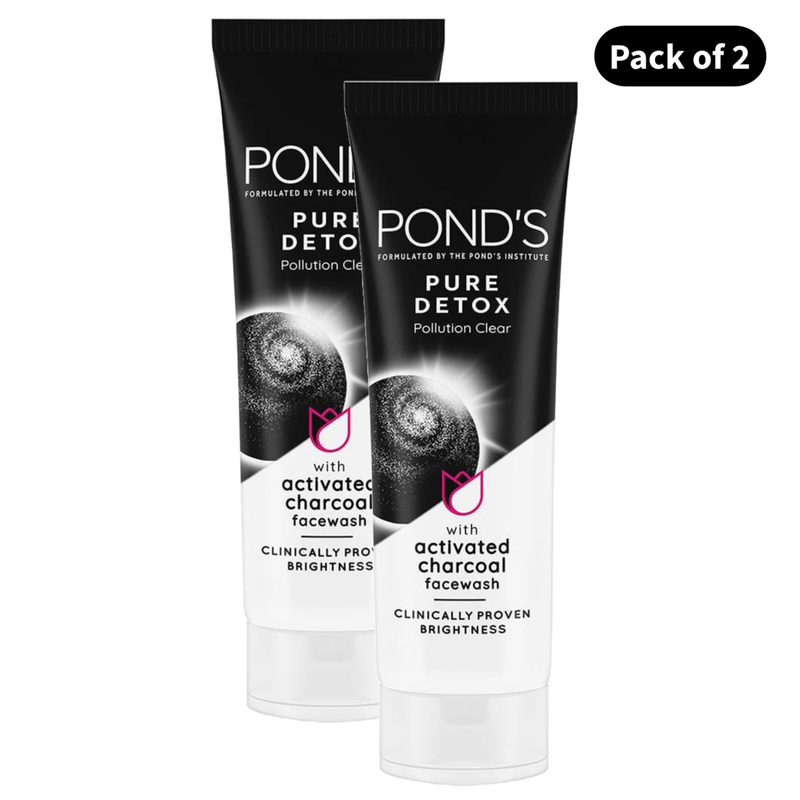 Ponds Pure Detox Activated Charcoal Face Wash (100gm) (Pack of 2)