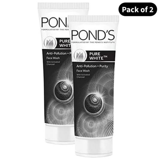 Ponds Pure White Anti Pollution Activated Charcoal Face Wash (50gm) (Pack of 2)