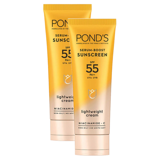 Ponds Serum Boost Sunscreen SPF 55 PA++ Light Weight Cream 50g Pack of 2