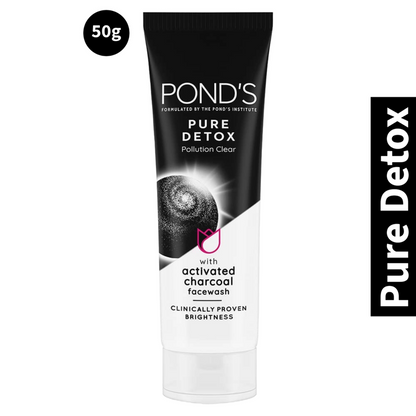 Ponds Pure Detox Activated Charcoal Face Wash (50gm) (Pack of 1)