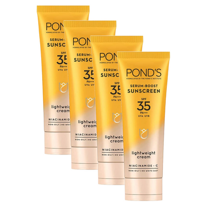 Ponds Serum Boost Sunscreen SPF 35 PA+++ Light Weight Cream 50g Pack of 4