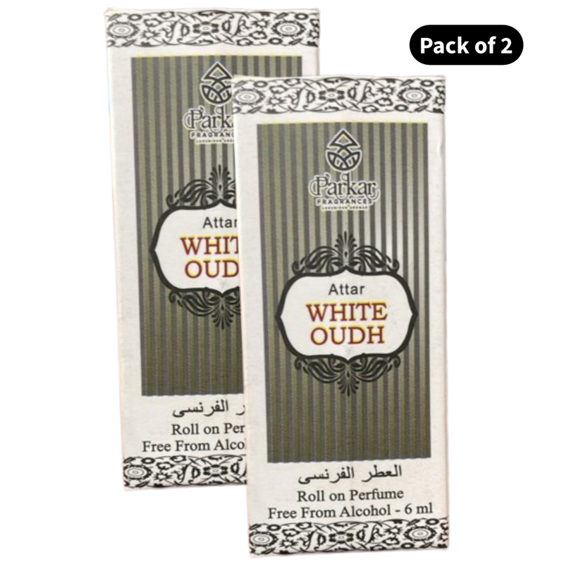 Parkar Fragrances White Oudh Attar Perfume (6ml)(Pack of 2)