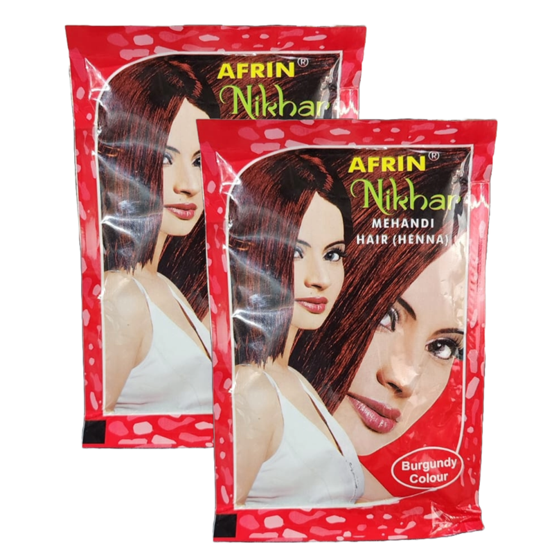 Afrin Nikhar Mehandi Henna Burgundy Colour Hair - 45g (Pack Of 2)