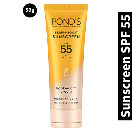 Ponds Serum Boost Sunscreen SPF 55 PA++ Light Weight Cream 50g