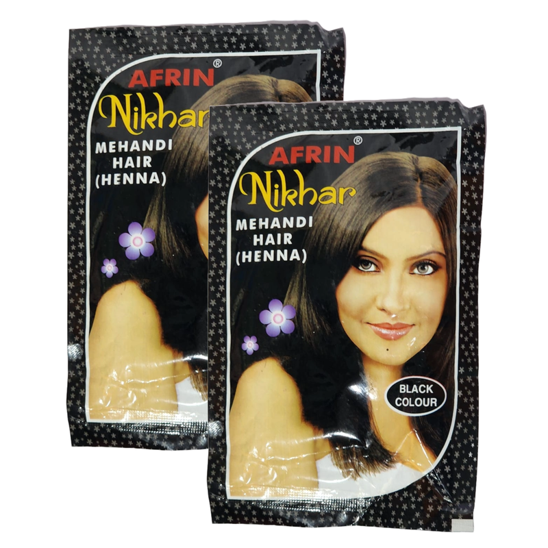 Afrin Nikhar Mehandi Henna Black Colour Hair - 45g (Pack Of 2)