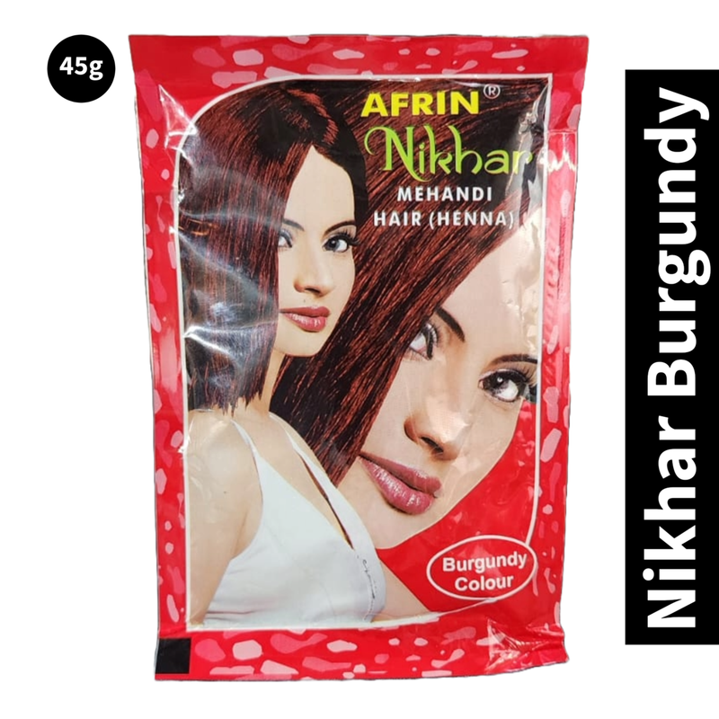 Afrin Nikhar Mehandi Henna Burgundy Colour Hair - 45g