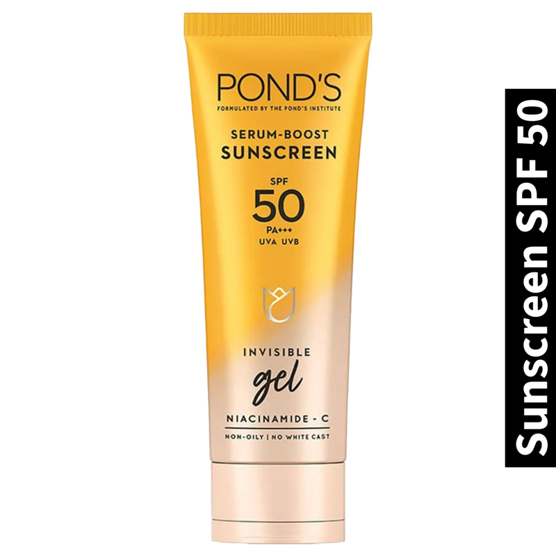 Serum Boost Ponds Sunscreen SPF 50 PA+++ Invisible Gel 50g