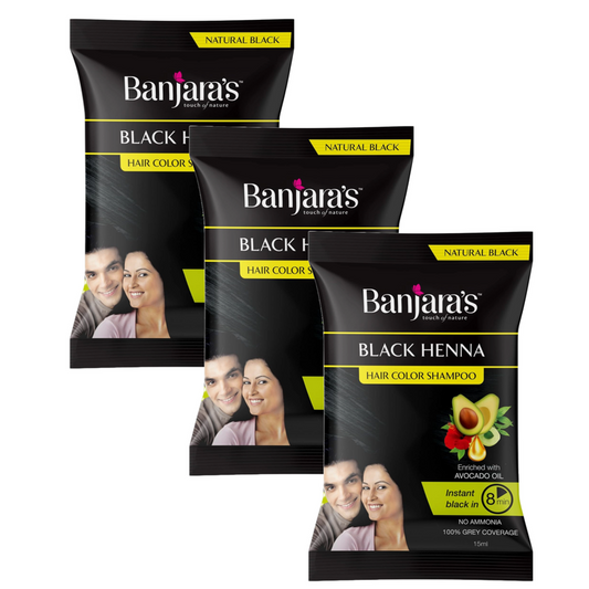 Banjara's Natural Black Henna Hair Color Shampoo 15ml Pack of 3