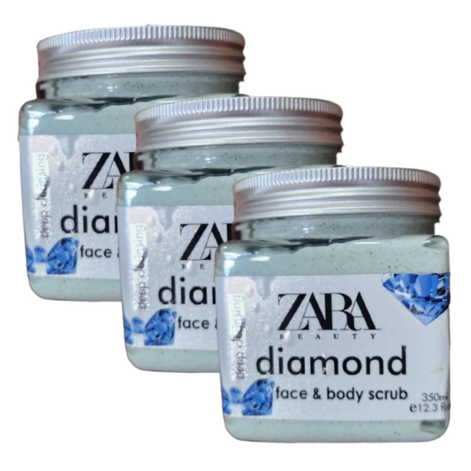 Zara Beauty Deep Cleansing Diamond Face & Body Scrub 350ml Pack of 3