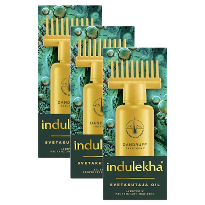 Indulekha Ayurvedic Dandruff Treatment Svetakutaja Hair Oil 100ml Pack of 3