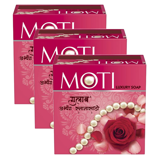 Moti Luxury Rose Abhyanga For Bathing Soap 75g Pack of 3