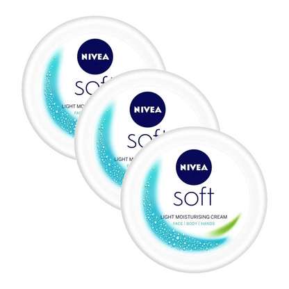 Nivea Soft Light Moisturising 24 Hour Hydration Cream 50ml Pack of 3