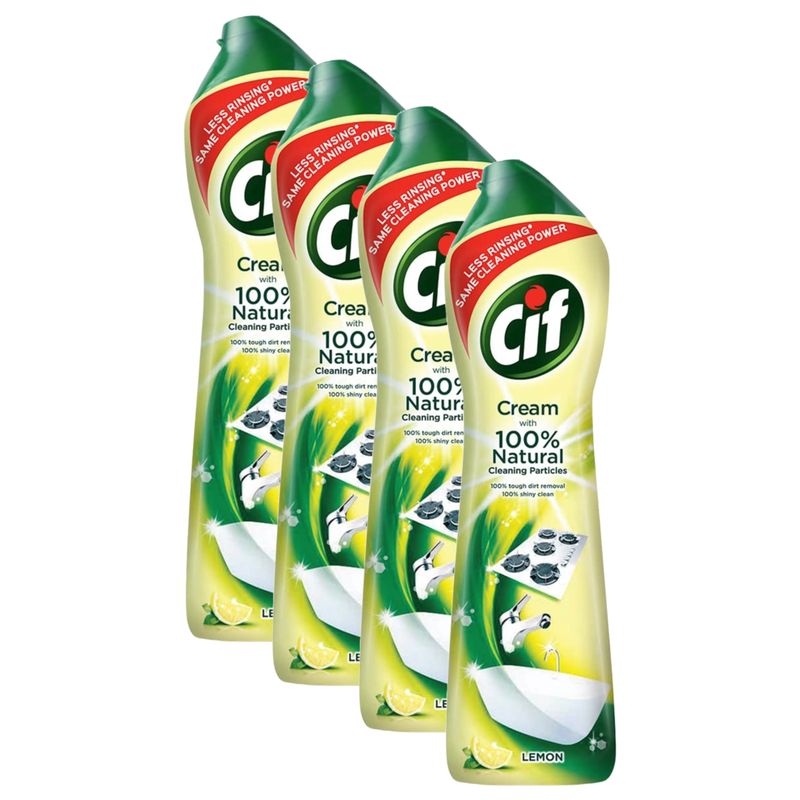 Cif Crème a Recurer With Natural Lemon Tough Dirt Cleaning 500ml Pack of 4