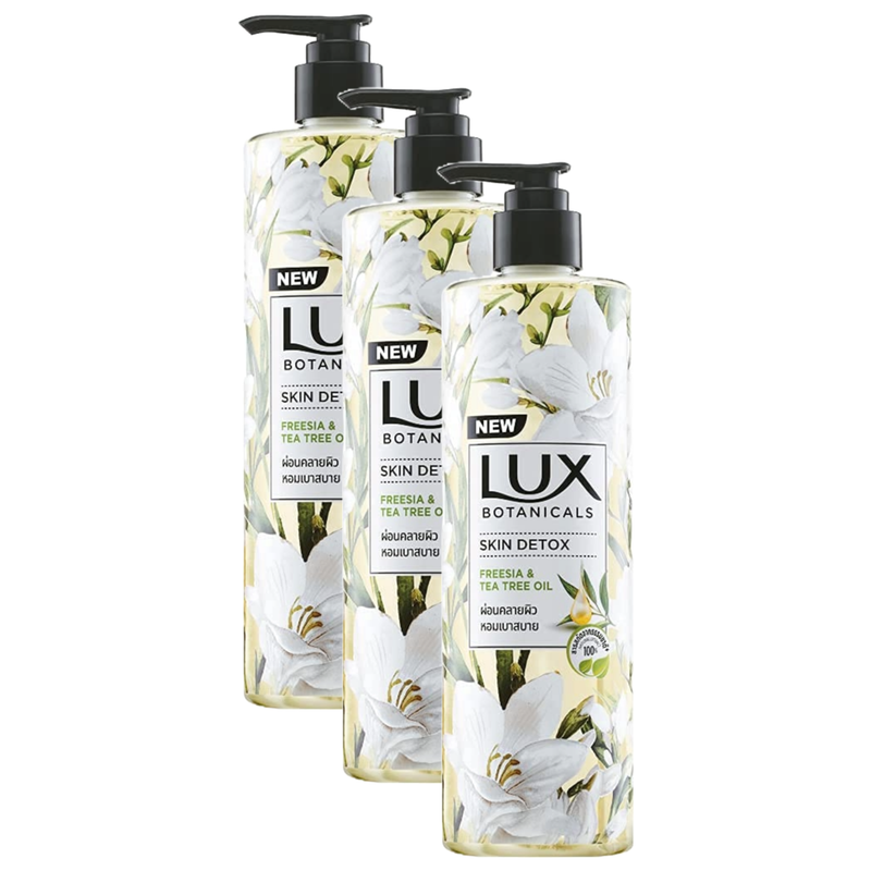 Lux Skin Detox Freesia & Tea Tree Oil Body Wash 450ml Pack of 3