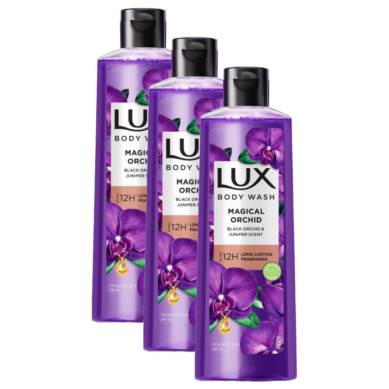 Lux Magical Orchid Black Orchid & Juniper Scent Body Wash 245ml Pack of 3