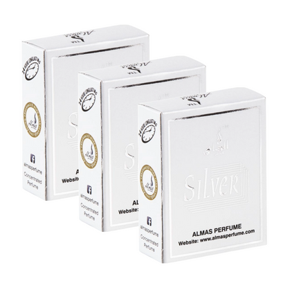 Al Mas Perfume Attar Silver Roll On 3ml Pack of 3