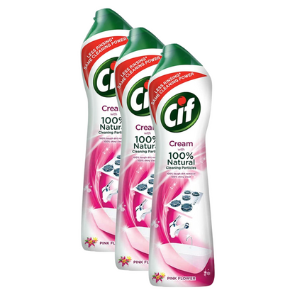 Cif Crème a Recurer With Natural Pink Tough Dirt Cleaning 500ml Pack of 3