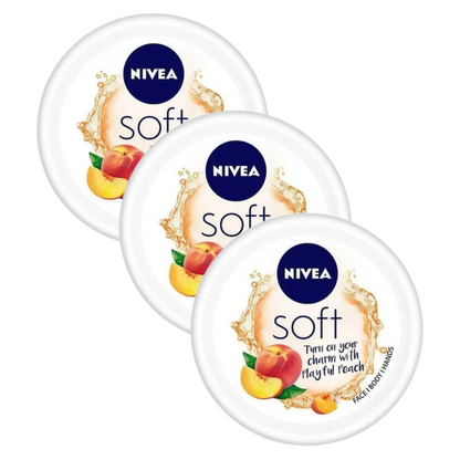 Nivea Soft Peach & Vanilla Moisturising Cream 200ml Pack of 3