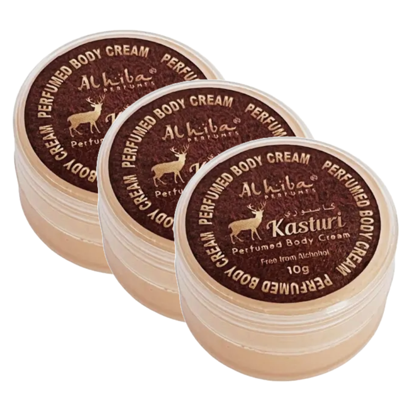 Al Hiba Kasturi Perfume Body Cream 10g Pack of 3