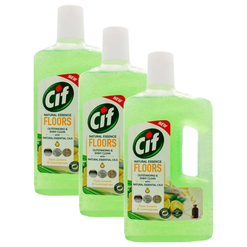 Cif Floors Outstanding & Shiny Clean With Yuzu Lemon & Lemongrass 1Kg Pack of 3