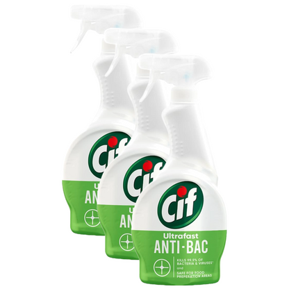 Cif Ultrafast Anti-Bacteria & Viruses Kills 99.9% Spray 450ml Pack of 3