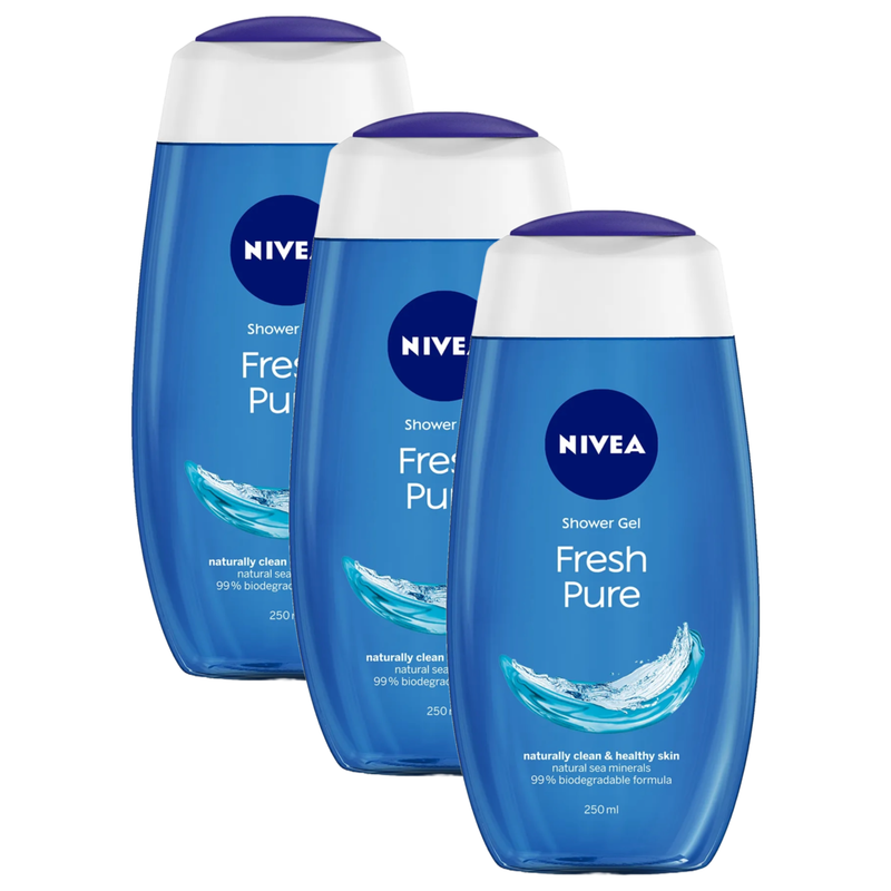 Nivea Fresh Pure Naturally Clean & Healthy Skin Shower Gel 250ml Pack of 3