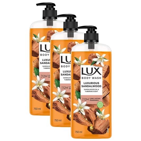 Lux Luxurious Sandalwood Oil & Tuberose Scent Body Wash 750ml Pack of 3