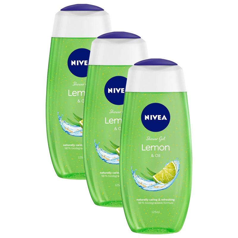 Nivea Lemon & Oil Naturally Caring & Refreshing Shower Gel 125ml Pack of 3