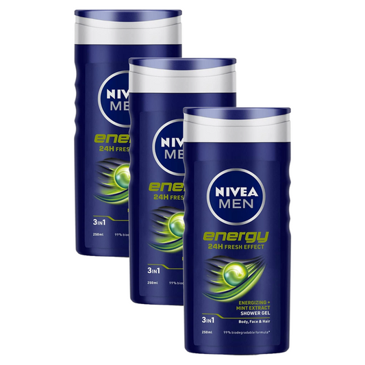 Nivea Men Energy Energizing + Mint Extract Shower Gel 250ml Pack of 3