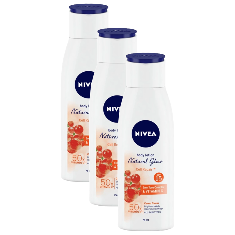 Nivea Natural Glow Cell Repair SPF 15 Even Tone Lotion 75ml Pack of 3