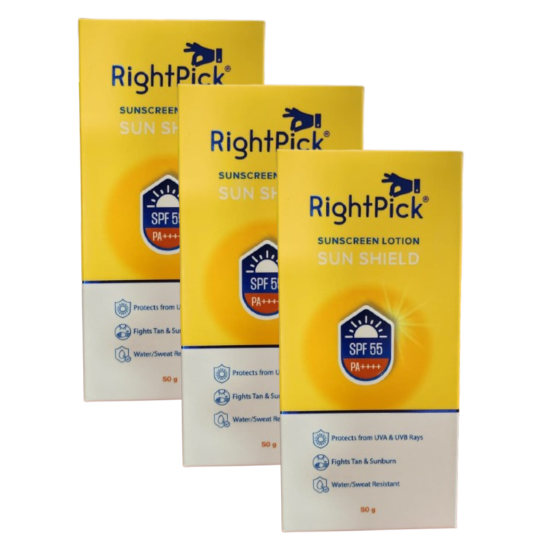 RightPick Sun Shield SPF 55 PA++++ Sunscreen Lotion 50g Pack of 3