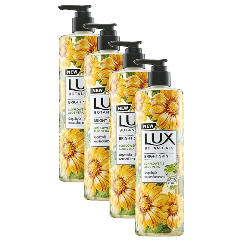 Lux Botanicals Bright Skin Sunflower & Aloe Vera Body Wash 450ml Pack of 4