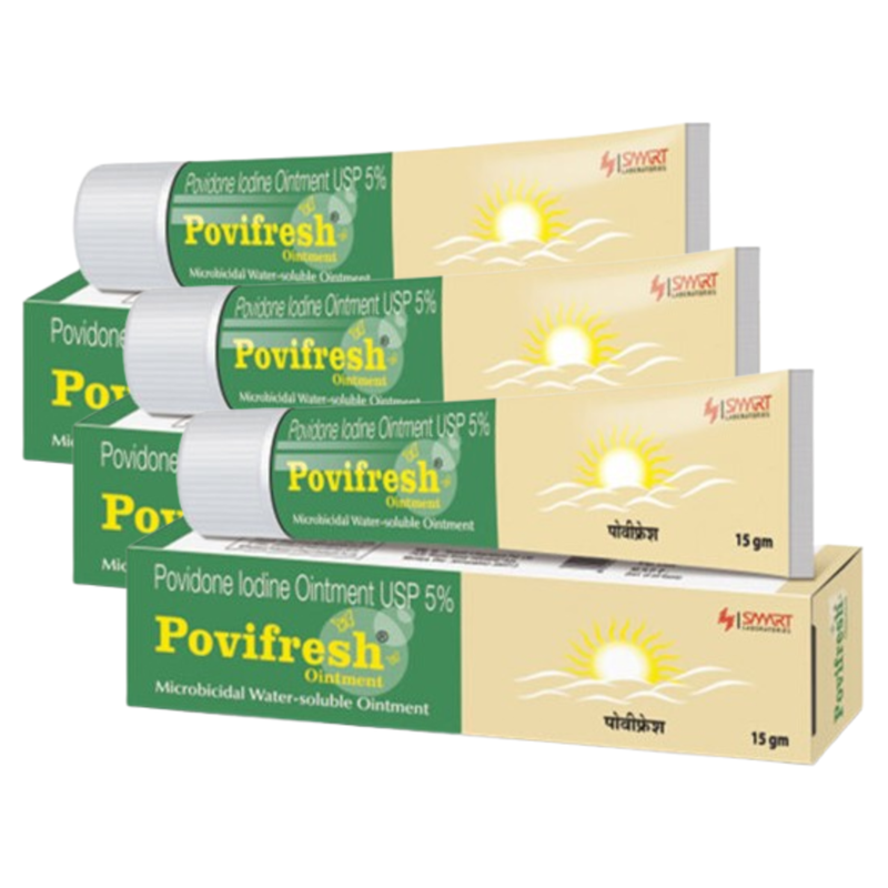 Povifresh Povdone Lodine Ointment USP 5% 15g Pack of 3