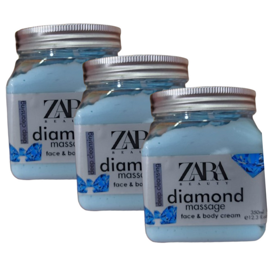 Zara Beauty Deep Cleansing Diamond Face & Body Cream 350ml Pack of 3