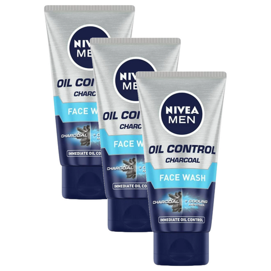 Nivea Men Oil Control Charcoal Cooling Menthol Face Wash 100g Pack of 3