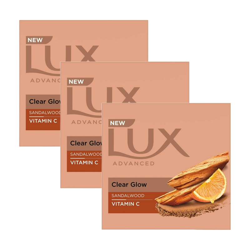 Lux Advanced Clear Glow Sandalwood Vitamin C Bathing Bar (3X150g) Pack of 3