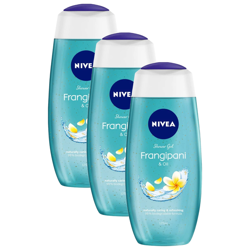 Nivea Frangipani & Oil Naturally Caring & Refreshing Shower Gel 125ml Pack of 3