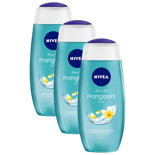 Nivea Frangipani & Oil Naturally Caring & Refreshing Shower Gel 125ml Pack of 3