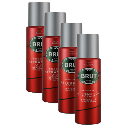 Brut Attraction Totale Efficacite Longue Duree Deodorant 200ml Pack of 4