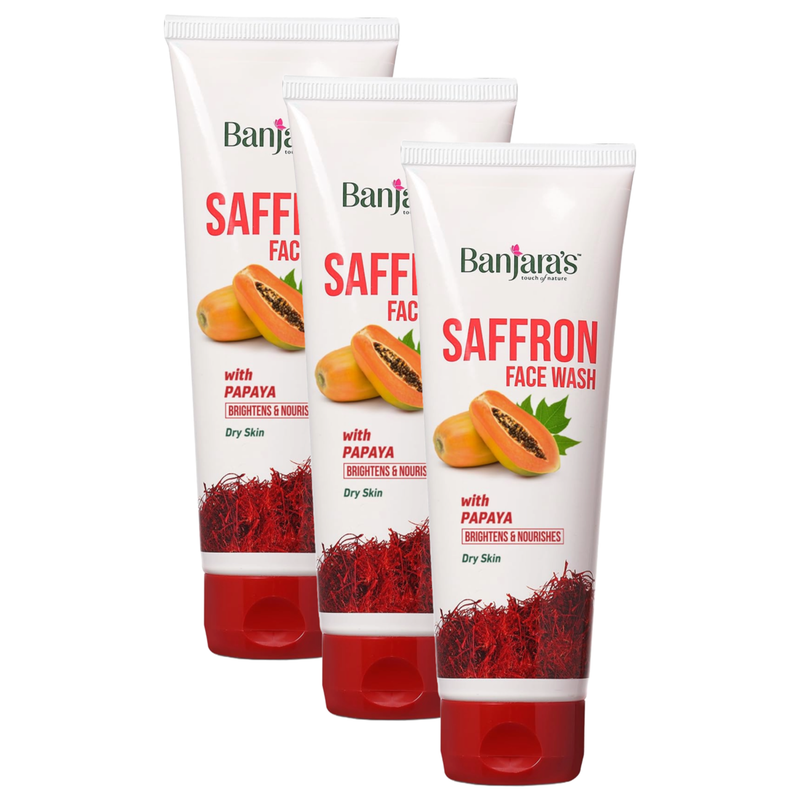 Banjaras Saffron With Papaya Brightens & Nourishes Face Wash 50ml Pack of 3