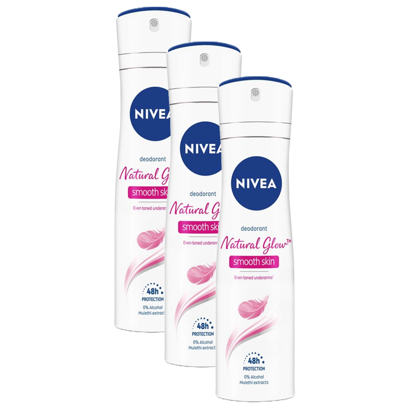 Nivea Natural Glow Smooth Skin 48H Protection Mulethi Extracts Deodorant 91g Pack of 3