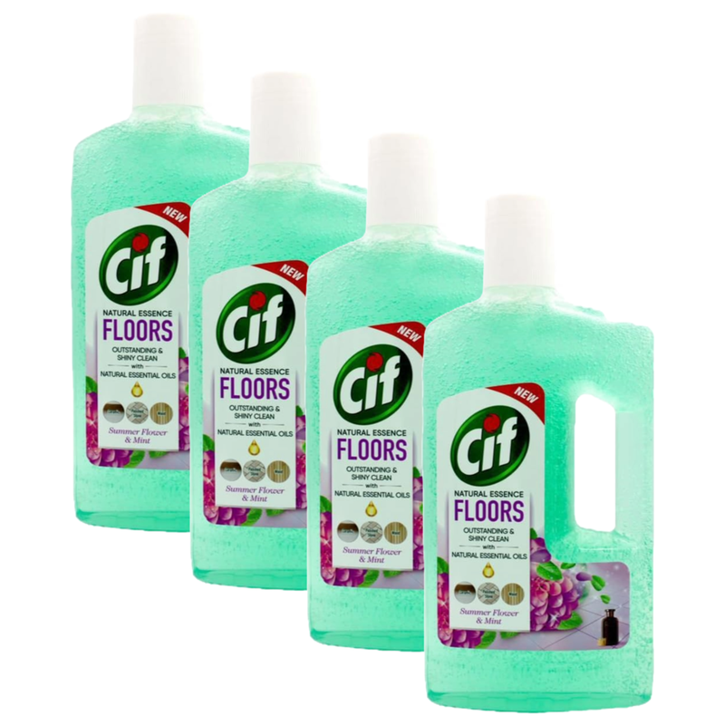 Cif Floors Outstanding & Shiny Clean With Summer Flower & Mint 1Kg Pack of 4