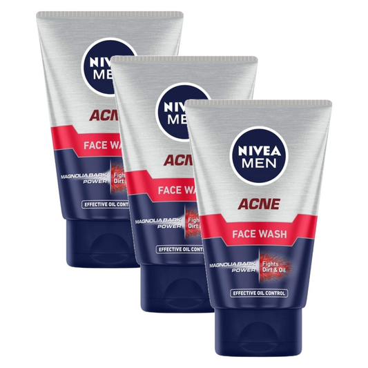 Nivea Men Acne Fights Dirt & Oil Face Wash 100g Pack of 3