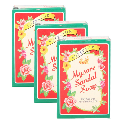 Mysore Sandal Pure Sandalwood Oil Soap 75g Pack of 3