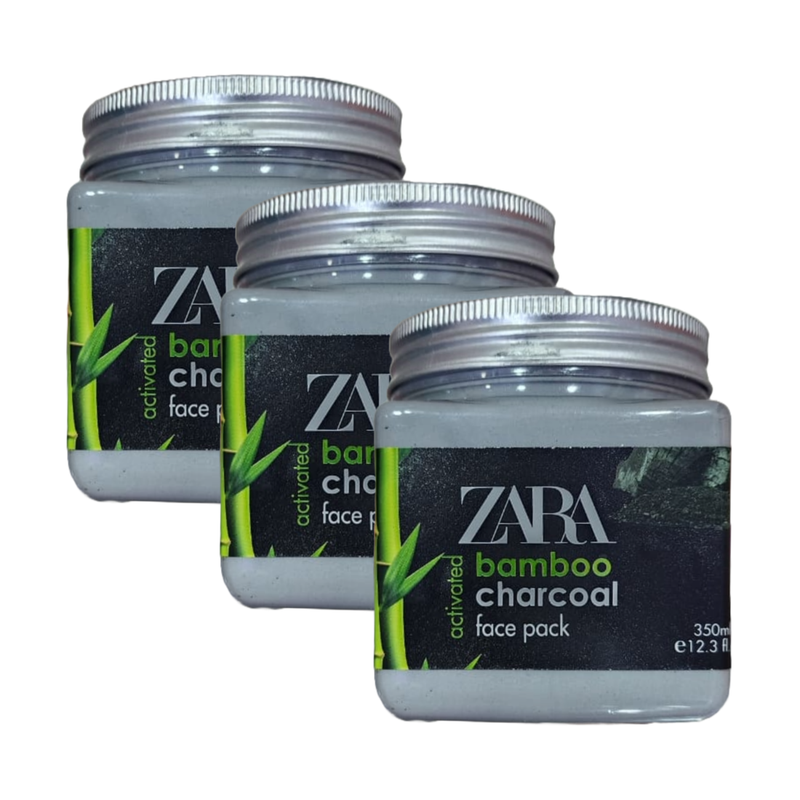 Zara Beauty Activated Bamboo Charcoal Face Pack 350ml Pack of 3