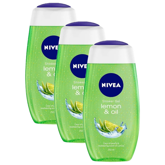 Nivea Lemon & Oil Naturally Caring & Refreshing Shower Gel 250ml Pack of 3