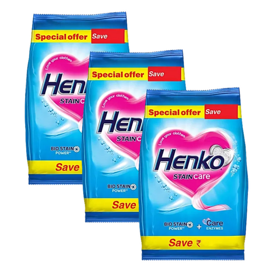 Henko Stain Care Bio Stain Detergent Powder 1kg Pack of 3