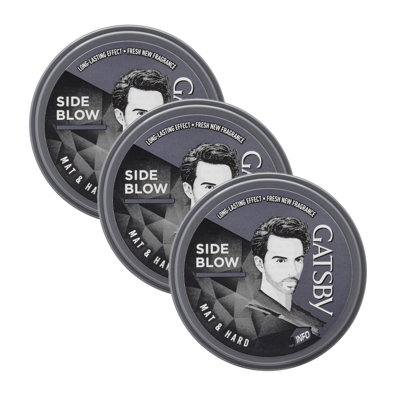 Gatsby Side Blow Mat & Hard Hair Styling Wax 75g Pack of 3